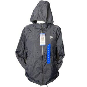 NWT Reel Life Womens Mesh Lined Hooded Windbreaker Black Size Large $60 EE457